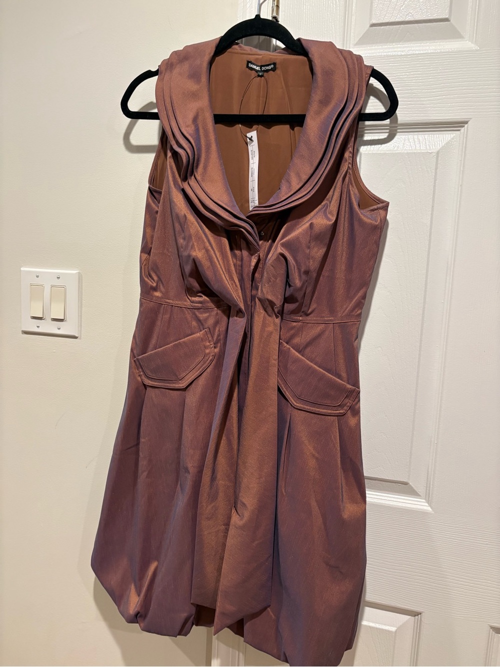 Sleeveless Draped Tie-Front Dress in Dusty Rose/brown